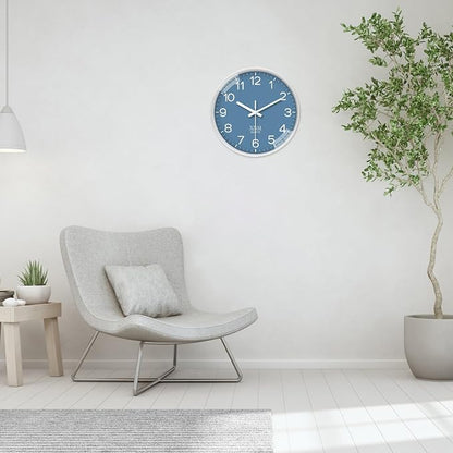XNM 14 Inch Blue Minimalist Wall Clocks Battery Operated Analog Clock Decorative for Office Bedroom Modern Silent Wall Clock Non Ticking