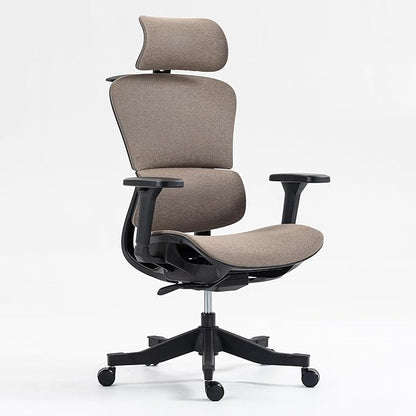 Ergonomic Office Chair with Independent Lumbar Support, Adjustable Height & 360° Swivel for Home Office Workstation (Brown)
