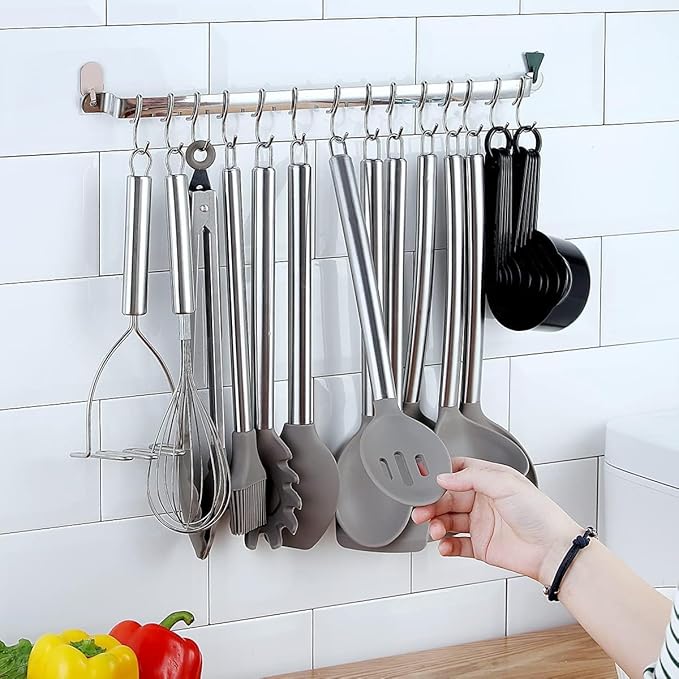 Kitchen Utensils Set, Kyraton 38 Piece Silicone kitchen Cooking Utensils Set with Utensil Rack, Spoon Spatula Set, Non-Stick kitchen Gadgets, Dishwasher Safe