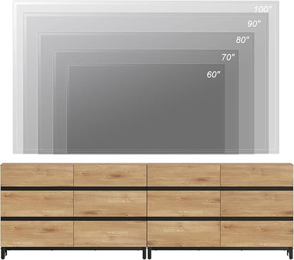 WAMPAT Dresser for Bedroom, Closet Organizers and Storage with 12 Drawers, Chest of Drawers with Metal Base, Modern Wooden Dresser for Living Room, Bedroom, Oak