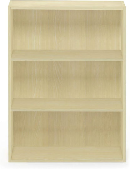 Furinno PASIR Book Shelf, 3-Tier Bookshelf, Storage Shelves Bookcase, 9.7 x 23.7 x 31.5, for Living Room, Bedroom, Home Office, Maple