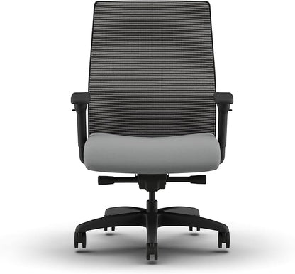HON Ignition 2.0 Big and Tall Office Chair, 450lbs Weight Capacity, Extra Wide Seat, Tilt Recline, Swivel Wheels, Heavy Duty Office Chair, Comfortable for Long Hours, Black Frame, Ash
