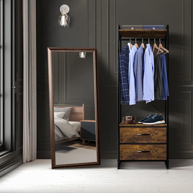 Sorbus Clothing Rack with Drawers - Clothes Stand Dresser - Wood Top, Steel Frame, & Fabric Drawers - Tall Closet Storage Organizer - Garment Rack for Hanging Shirts, Dresses, & Jackets