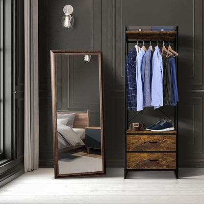 Sorbus Clothing Rack with Drawers - Clothes Stand Dresser - Wood Top, Steel Frame, & Fabric Drawers - Tall Closet Storage Organizer - Garment Rack for Hanging Shirts, Dresses, & Jackets
