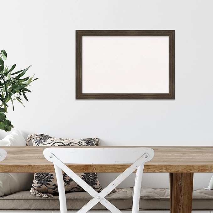 Amanti Art White Cork Board for Wall, 14x20 Vision Board with Brown Wood Frame, Small Corkboard Office Decor for Home Organization, Casual Corkboard Pinboard to Display Items for Home Organization in