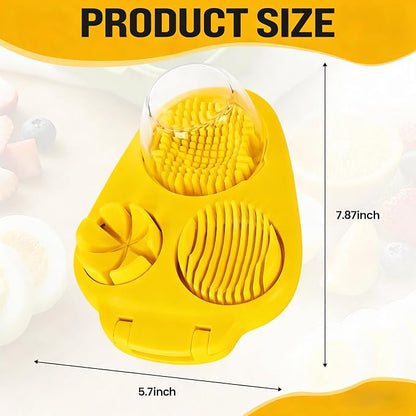 3-In-1egg Slicer For Hard Boiled Eggs,Stainless Heavy Duty Steel Egg Slicer Kitchen Gadget, Fit Strawberry,Apple,Banana,Cherry,Tomato,yellow