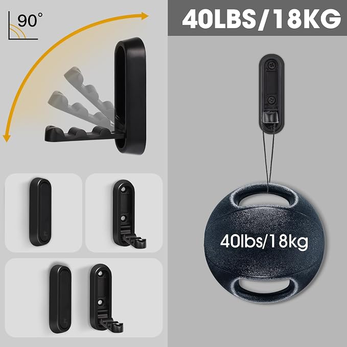 Dntorx Foldable Wall Hook, 40 lbs Heavy Duty Screw Mounted, Aluminum Alloy Flip-Down Black Coat Hook, Space-Saving Folding Wall Hanger for Bathroom Bedroom Entryway Closet, Includes Screws (4 Pack)