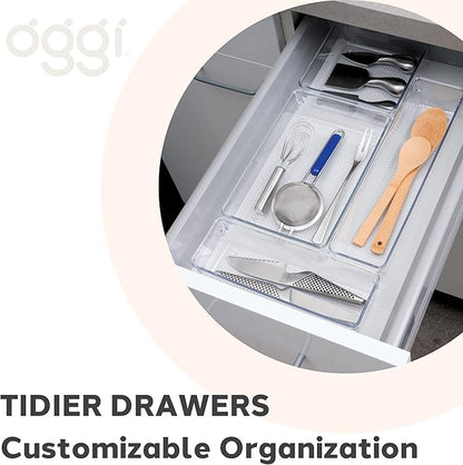 Oggi Drawer Organizer - 6" X 9" - Ideal for Organizing Kitchen Drawers, Office, Desk, Silverware, Kitchen Utensils, Cosmetics and Bathrooms, Rectangular, Clear, 1.0 Count
