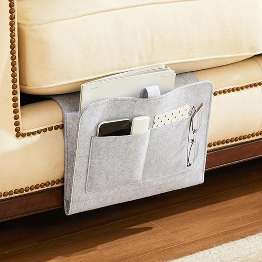 YOUDENOVA Bedside Caddy, Bedside Organizer for Dorm Room, Bunk Bed, Light Grey