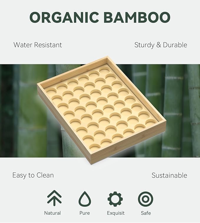 for Nespresso Original Capsules - Bamboo Coffee Pod Storage for Counter Drawer Insert - 48 Capsules Organizer (14.3” x 11” x 1.57”)