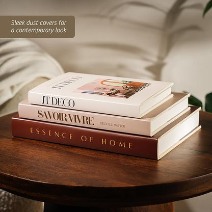 Decorative Books for Home Decor - Coffee Table Hardcover Book Set of 3 - Faux Books for Decoration for Coffee Table, Living Room, Bookshelf - Blank Pages, Foil Stamping - Removable Covers