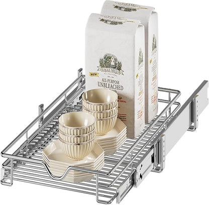 DINDON Pull Out Cabinet Organizer (11" W x 18" D), Pull Out Drawers for Kitchen Cabinets, Slide Out Cabinets Shelves,1 Tier Pull Out Cabinet Drawer Organization for Kitchen