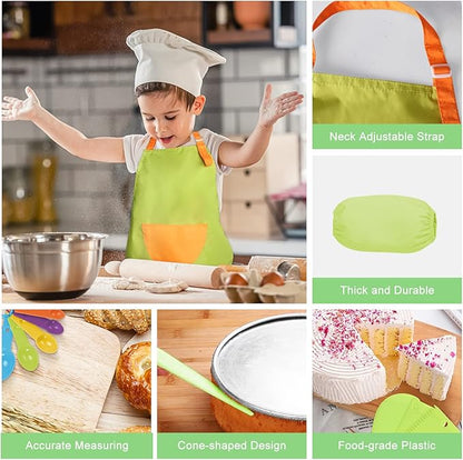 50PCS Kids Kitchen Cooking Set - Crocodile Wooden Kid Safe Knife Cutting Board Apron Gloves Fruit Vegetable Crinkle Cutters Peeler Serrated Edges Plastic Toddlers Knives, Kids Knifes for Real Cooking