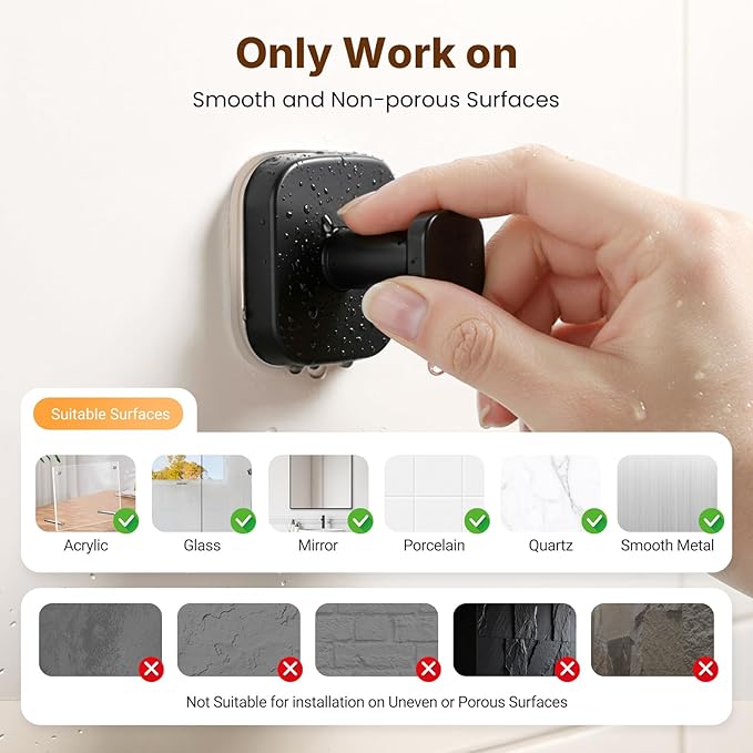 3 PCS Bathroom Hooks for Towels, Suction Cup Hooks for Shower, Door Hooks for Hanging Robe Loofah Removable Wall Hooks for Kitchen Glass Window Black