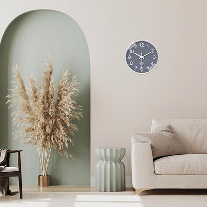 XNM Small Grey Minimalist Wall Clocks Battery Operated 8 Inch Classic Analog Clock for Living Room Kitchen Office Bedroom Modern Wall Clock Silent Non Ticking