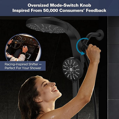 High Pressure Rain Showerhead Combo, 2026 Magnetic Shower Head Set with Detachable 8-Mode Handheld Shower Spray, Adjustable Angle Dual Showerhead System with Built-in Magnetic Docking and Power Jets
