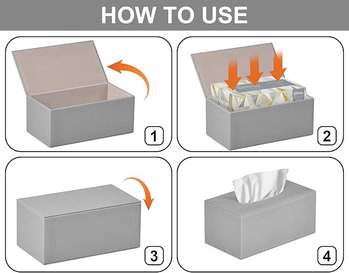 Tissue Box Cover Rectangular Tissue Box Holder for Bathroom (Grey)