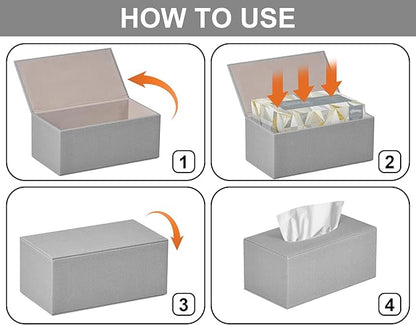 Tissue Box Cover Rectangular Tissue Box Holder for Bathroom (Grey)