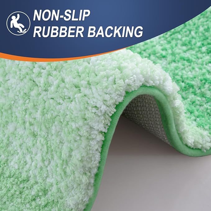 OLANLY Bathroom Runner Rugs Mat 59x17, Extra Soft Absorbent Microfiber Bath Rugs, Rubber Backing, Quick Dry, Washable Long Bath Mats for Bathroom Floor, Tub and Shower, Home Decor Accessories, Green