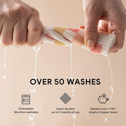 RECYCO Swedish Dishcloths for Kitchen | 6 Pack Desert Sunset Washable Dish Rags | Cellulose Reusable Cleaning Paper Towels | Absorbent Counter Dish Cloth Sponge Kitchen Wipes, 8" L x 7" W