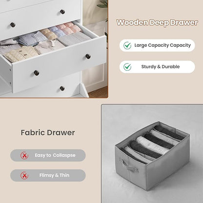 ADORNEVE Tall 6 Drawer Dresser, Dresser for Bedroom Vertical Dressers,White Modern Chest of Drawers,Closet Dressers with Drawers for Living Room, Entryway, Hallway