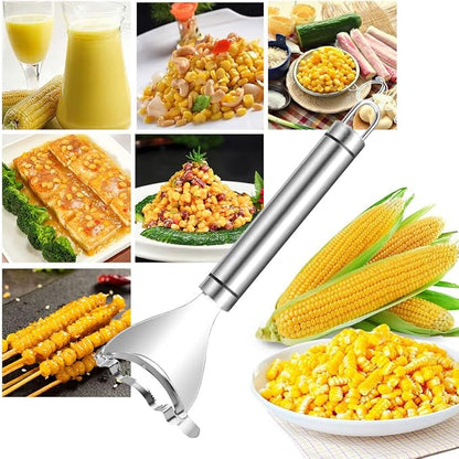 Stainless Steel Corn Peeler & Planer - 4 Pcs Set, Ergonomic Handle, Corn Kernel Remover, Magic Corn Stripper Tool