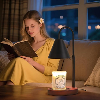 MEIXISUE Black Candle Warmer Lamp with Timer and Dimmer,Mother's Day/Birthday for Mom/Wife,Electric Wax Melt Warmer,Home Decor,Scented Jar Lamp,Adjustable Height,with 2 Bulbs