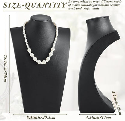 Kigley 6 Pcs Black PU Leather Jewelry Bust Display Necklace Holder Stand Necklace Mannequin Holder for Jewelry Display Trade Show(13.39 x 3.94 x 8.07 Inches)