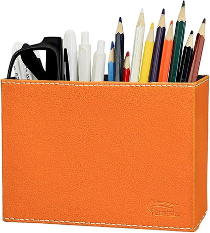 Pen Pencil Holder Cup Container PU Leather Desk Organizer Stand Decor Brush Scissor Decoration Office Home School