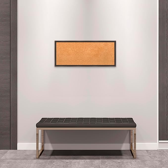Amanti Art Natural Cork Board for Wall, 13x31 Vision Board with Brown Wood Frame, Medium Corkboard Office Decor for Home Organization, Casual Corkboard Pinboard to display items for home organization