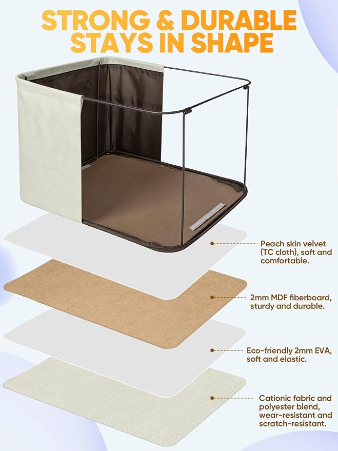 BALEINE 3 Pack Fabric Closet Storage Bins for Shelves, Linen Closet Organizers and Storage, Decorative Baskets for Organizing, Shelf, Clothes, Home, Office (White, 12"x8"x8")