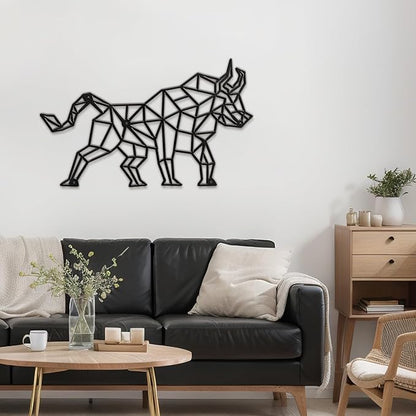 SIGNLEADER Metal Wall Art Decor Bull Warrior Modern Abstract Wall Sculpture Hangings Home Decoration for Living Room, Bedroom, Bathroom, Kitchen, Outdoor - 24" Black
