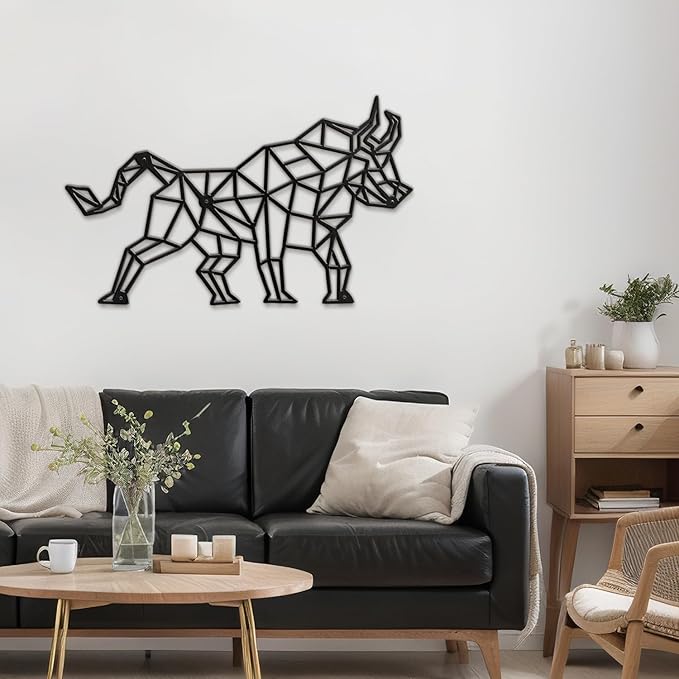 SIGNLEADER Metal Wall Art Decor Bull Warrior Modern Abstract Wall Sculpture Hangings Home Decoration for Living Room, Bedroom, Bathroom, Kitchen, Outdoor - 30" Black
