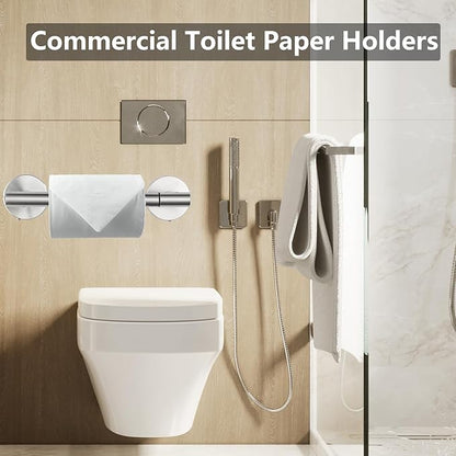 Toilet Paper Holder, Double Post Pivoting Design, Stainless Steel Rustproof Bathroom Tissue Holder, Wall Mount Fits Mega Rolls, for Home, RV, Commercial Bathroom Brushed Nickel