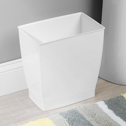 iDesign Small Plastic Bathroom Trash Can, Slim Rectangle Garbage Bin for Bedroom, Office, Dorm, 4-Pack, White