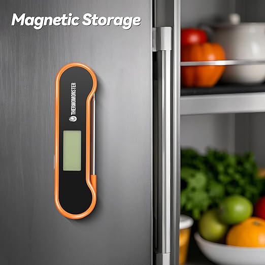 0.5 Sec Instant Read Meat Thermometer Digital with ±0.5℉ Precision, Food Thermometer for Cooking Kitchen Gadgets, Oven Grill Candy BBQ Essentials Accessories, Gifts for Him Dad Men Birthday, Orange
