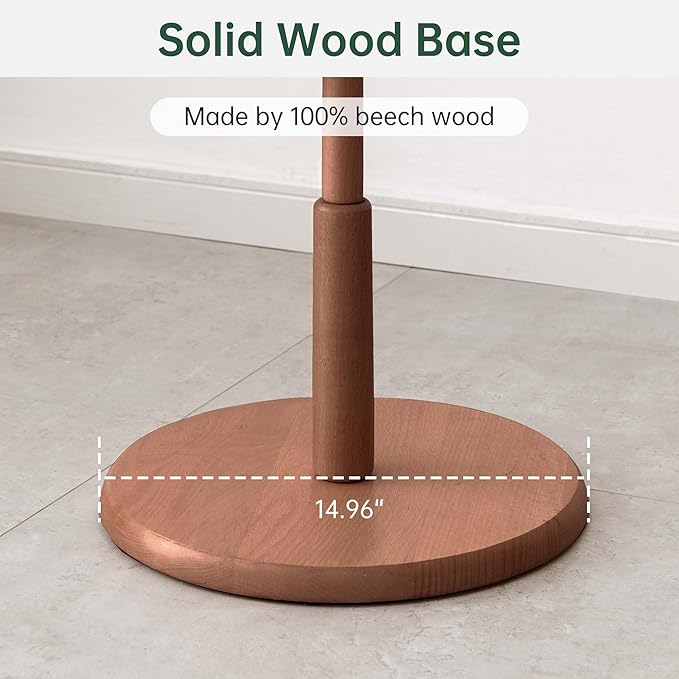 Solid Wood Coat Rack, Freestanding Coat Rack for Entryway, Hallway, Home Office, Living Room, Bedroom, 15" x 15" x 67.3", Beech Wood, Walnut