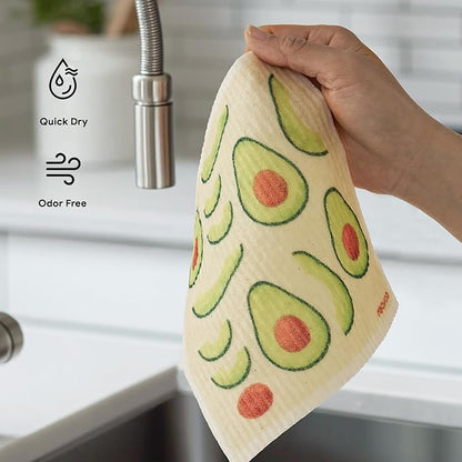 RECYCO Swedish Dishcloths for Kitchen | 6 Packs Fruit Joy Washable Dish Rags | Cellulose Reusable Cleaning Paper Towels | Absorbent Counter Dish Cloth Sponge Kitchen Wipes, 8" L x 7" W