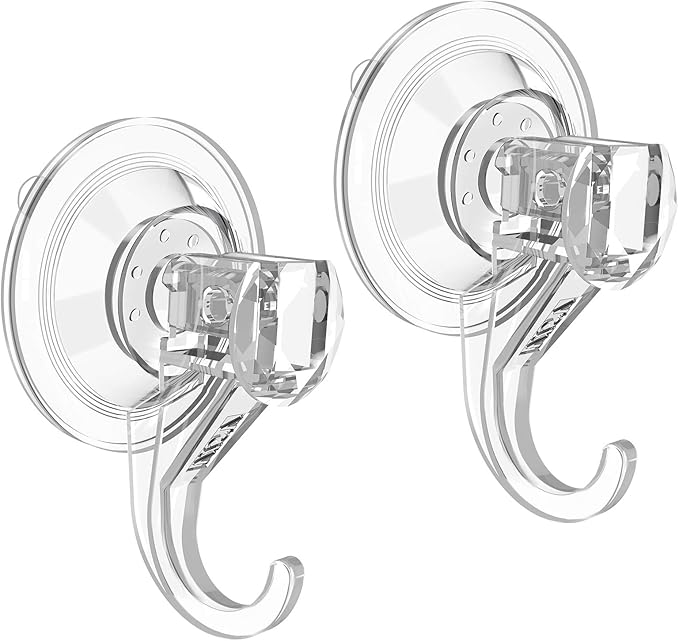 VIS'V Suction Cup Hooks, Small Shower Suction Hooks, Heavy Duty, Removable and Reusable, Clear, 6 Pcs