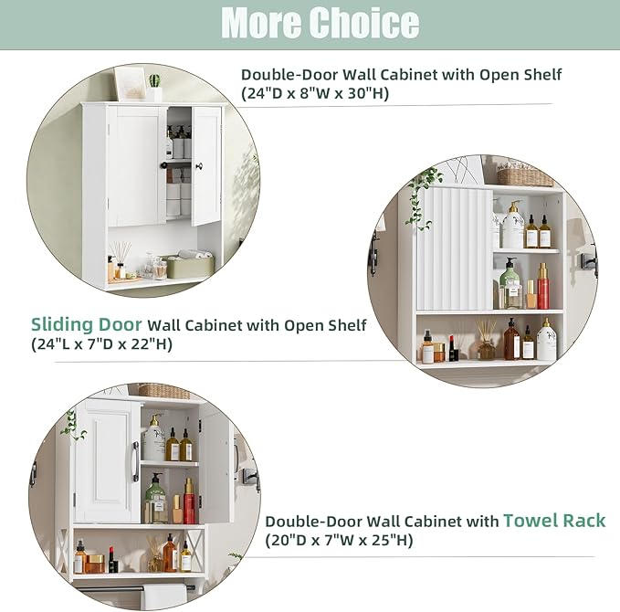 Bathroom Wall Cabinet 24"x30", Painted White Medicine Cabinet W/Adjustable Shelf, Easy Assembly Laundry Wall Cabinet Above Toilet Storage Cabinet Wall Mounted, Over the Toilet Storage Cabinet