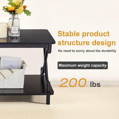 VECELO Coffee Table for Living Room with Round Corners Modern Farmhouse Center Table with Storage Shelf for Home Office 39 Inch, Easy Assembly, Glossy Black
