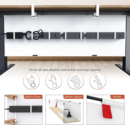 Univivi No Drill Under Desk Cable Management Tray, 48" Cord Organizer for Table, Clamp/Screw Mount Desk Cable Management, Premium Fabric Cable Management Tray for Office, Home (Extra Large)