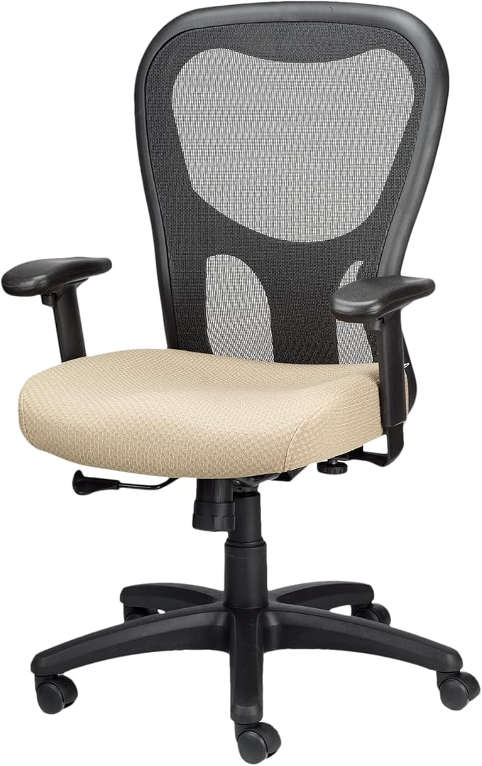 Tempur-Pedic TP9000C Mesh Swivel Task Chair with Tempur Material, Cooling Gel Layer, Adjustable Armrests, and Lumbar Support, Beige