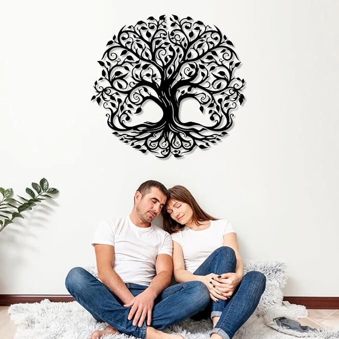 Yemwot Metal Tree of Life Wall Decor, Circle of Life Metal Tree Wall Art, Branch Art, Spiritual Decor, Modern Sculpture Decoration, Living Room Bedroom Decoration (Gold-Tree 2, 39"x 36"| 100x91cm)