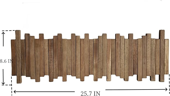 Natural Wood Wall Mounted Piano Coat Rack| Coat Rack Wall Mount| Flip Down Wall Hook Rack 7 Hooks| Entryway Wall Art Hook,Made of Acacia Wood (Wood Wax Oil staining Light Brown).