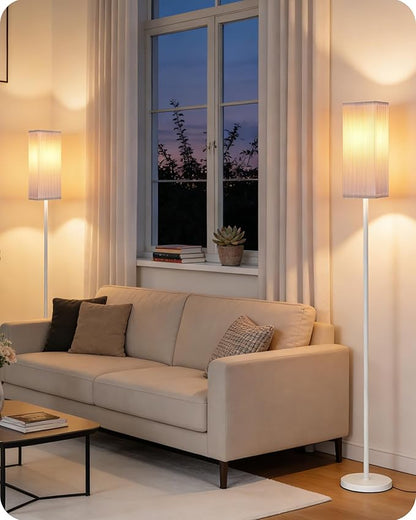 64.2” Dimmable Floor Lamp for Living Room with Remote and Foot Switch, Corner Floor Lamp for Bedroom, Includes 10W A19 Bulb, Modern Standing Tall Lamp, ETL Listed, White WCW17LD05