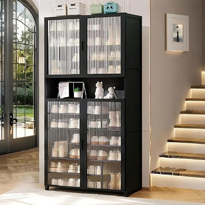 Tall Shoe Cabinet, 11 Tier Bamboo Shoe Rack with Doors, 40-45 Pairs Large Capacity Shoe Storage Cabinet Organizer, Narrow Shoe Shelf for Entryway, Hallway, Living Room