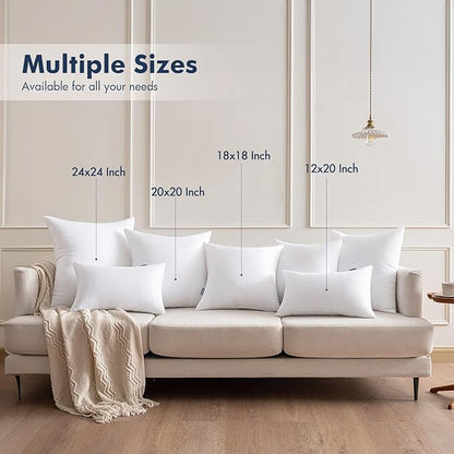 MIULEE Throw Pillows Inserts, Pack of 2 12x24 Inch 100% Virgin Fiber Filling Bed Couch Pillows