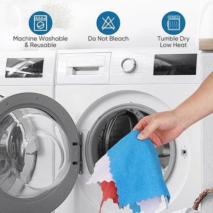 Orighty Microfiber Cleaning Cloths, 75 Sheets Shop Towels, Reusable Paper Towels Shop Rags, Washable Microfiber Towel Roll Cleaning Rags for Cars, House, Kitchen, 11.5’’ x 11.5’’, White