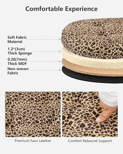 AmasSmile Footrest Ottoman Bench with Storage,34Inch Footstool, Coffee Table, Padded Seat, Storage Chest,Blanket Store with Flipping Lid for Livingroom and Bedroom (Leopard Print(Velvet))